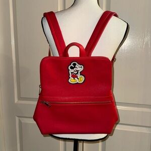 MICKEY MOUSE - Red Faux Leather Backpack